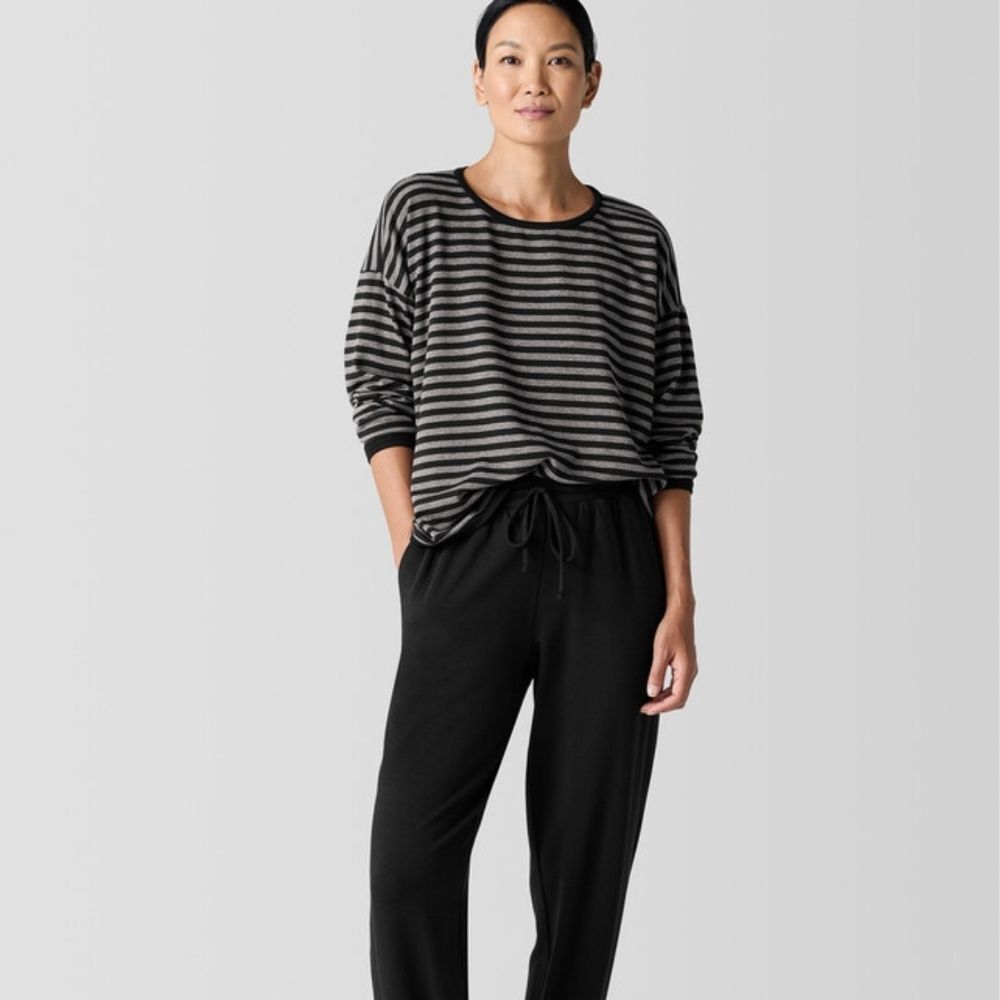 Eileen Fisher Women's Striped Cozy Brushed Terry Box Top XXS